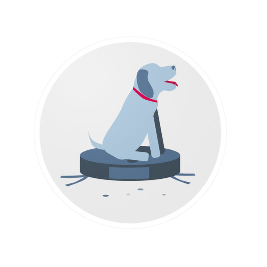 Sticker Hund auf Staubsauger